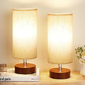Table Lamps Set of 2 （Cream Shade - Walnut Base, 11.6" Inline Control）