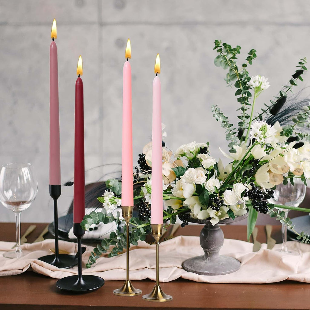 10in Gradient Taper Candles Set of 4 Pack Tapered Candle, Tall Candlesticks,for Dinner Party Wedding, Home Decor,Kitchen Decors,Christmas,Halloween (Pink Gradient, 10 inch)