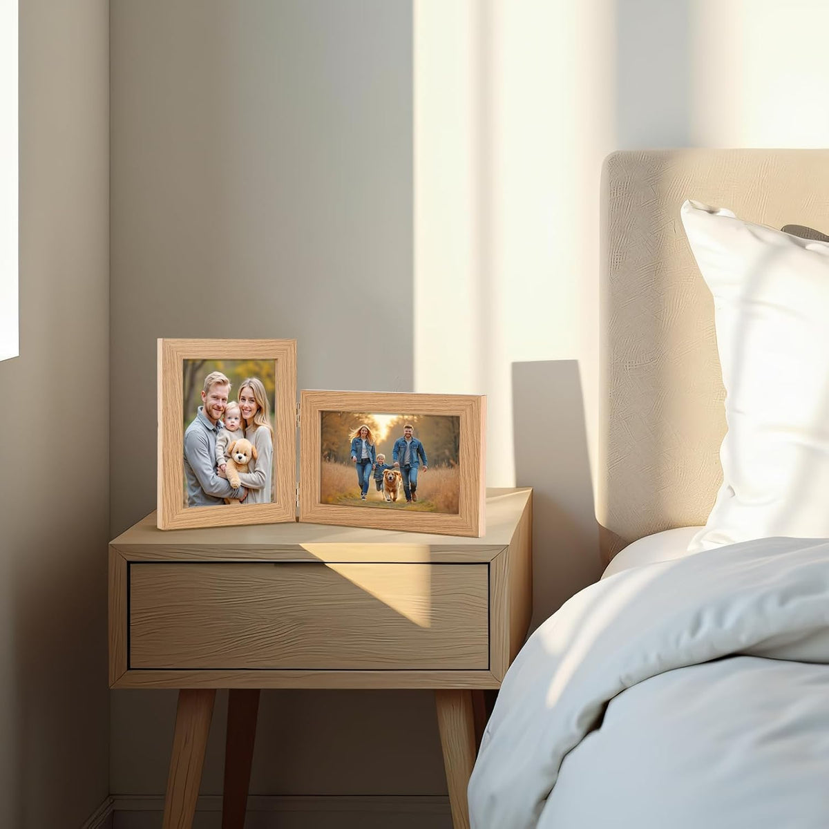 5x7 Double Hinged Picture Frame with Real Glass, PS04-WGD7