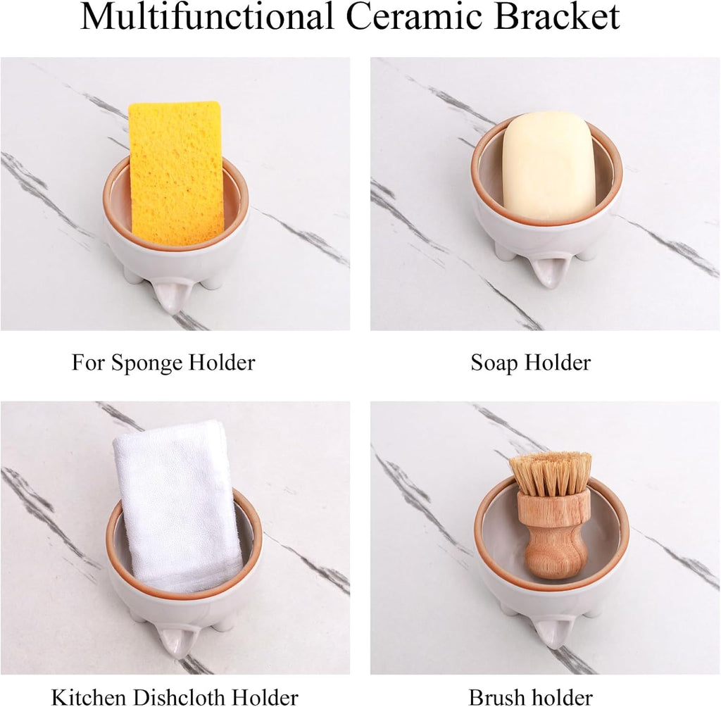 Soap Dish, Self Draining Ceramic Soap Holder for Shower, Bath, Kitchen Sink