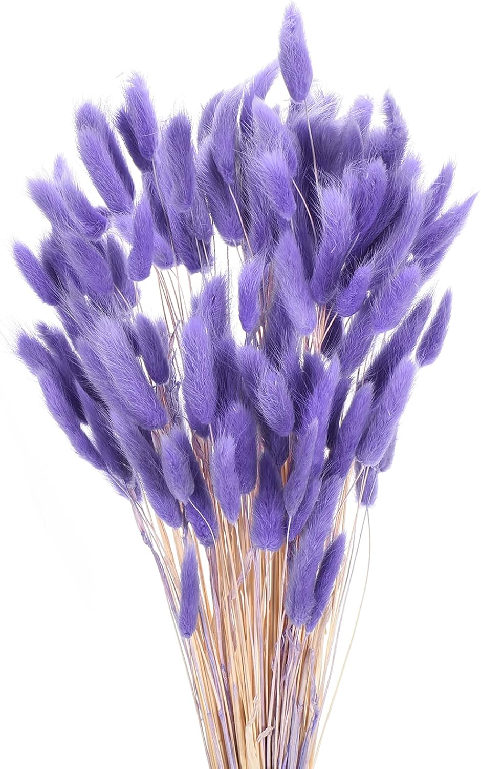 MECCANIXITY 120pcs Natural Rabbit Bunny Tails Dried Flowers 17" Dark Purple