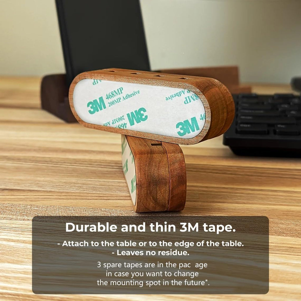 Cable Holder - Cord Organizer Cable Management Clips - Wire Holder System for Phone Chargers, USB Cables - Home, Office, Nightstand, Desk Organizer (Acacia Wood Color)
