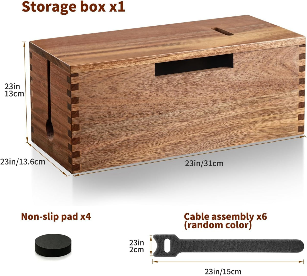 MINCORD Acacia Wood Cable Management Box - Cord Organizer & Power Strip Cover for Desk, TV Stand & Home Office, Wooden Electrical Cord Hider Box with Lid for Living Room, Bedroom & Gaming Setup
