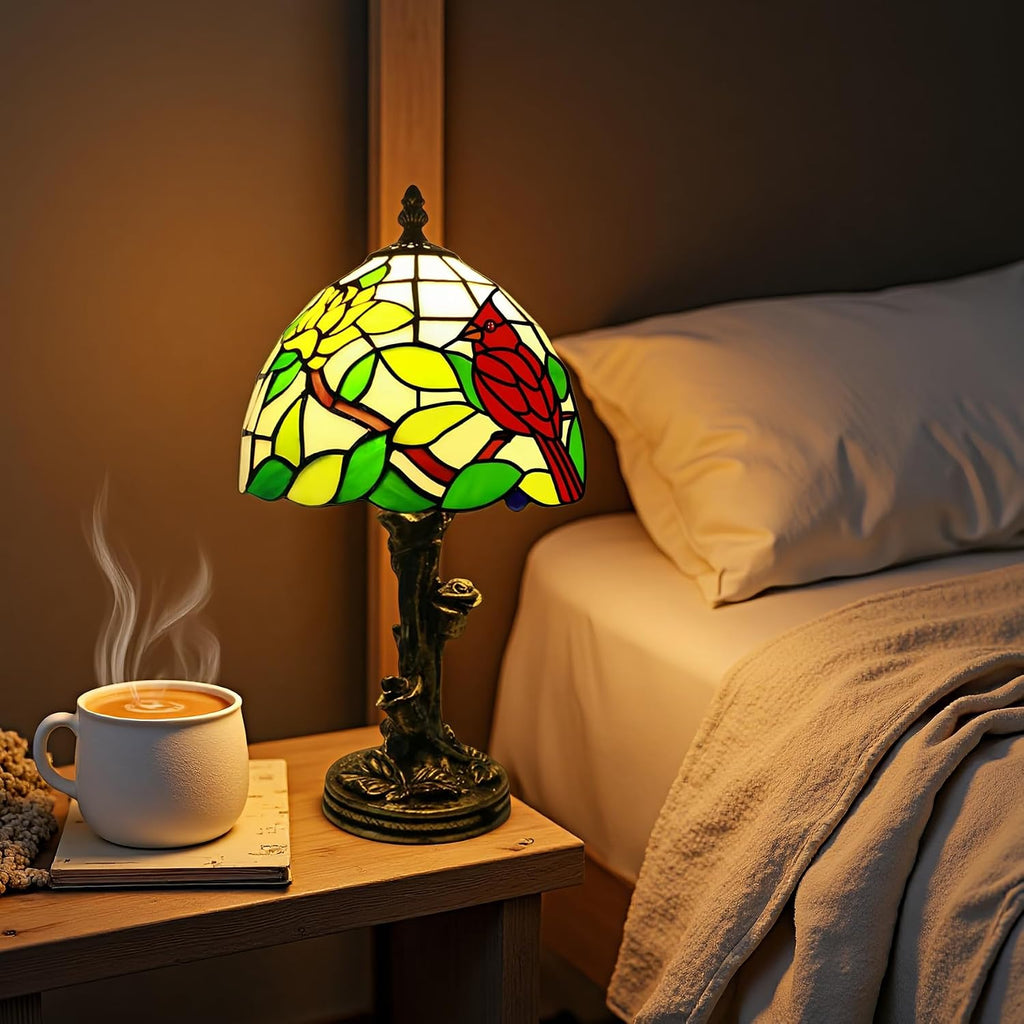 Tiffany Lamp,Cardinal Lamp,8" Stained Glass Lamp