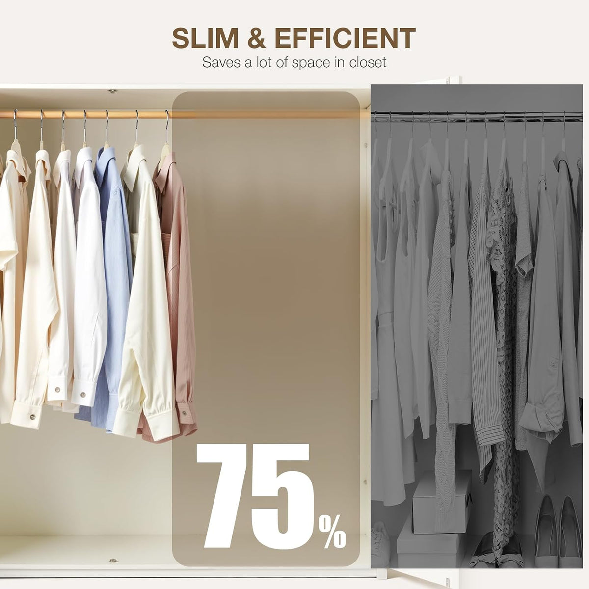 Korpai 24-Pack Beige Velvet Hangers with Clips Adjustable,Adult Hangers,Outfit Hangers,Heavy-Duty,Non-Slip,Space Saving, Felt Hanger for Pants, Skirts, Suits,Coats, Dresses ect.