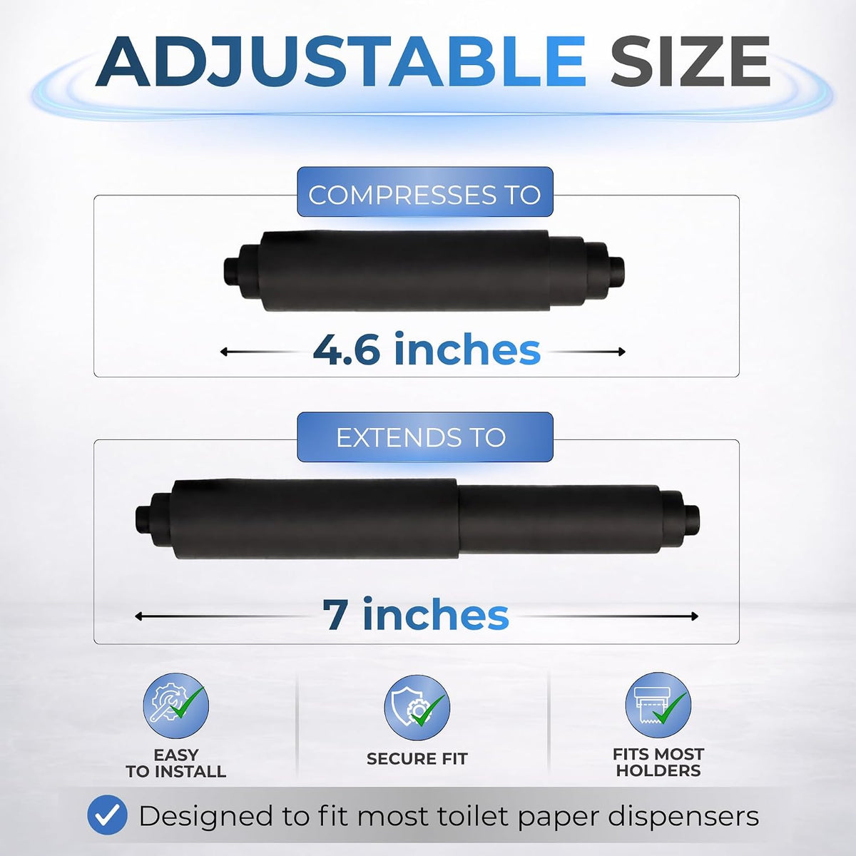 Toilet Paper Holder Spring Rod Replacement 7 Inch | Black