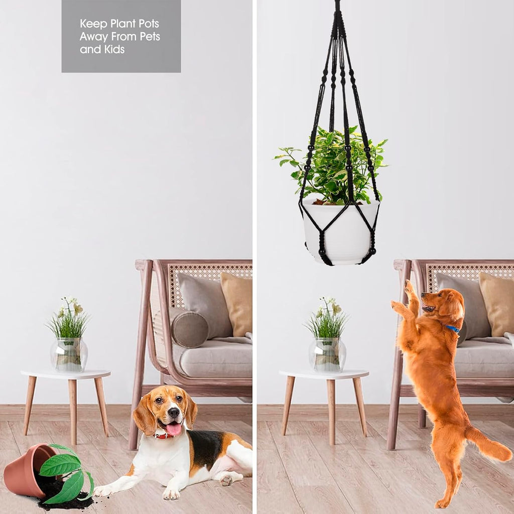 RIFNY Macrame Plant Hanger Indoor, Hanging Plant Holder, Black, 2 PCS