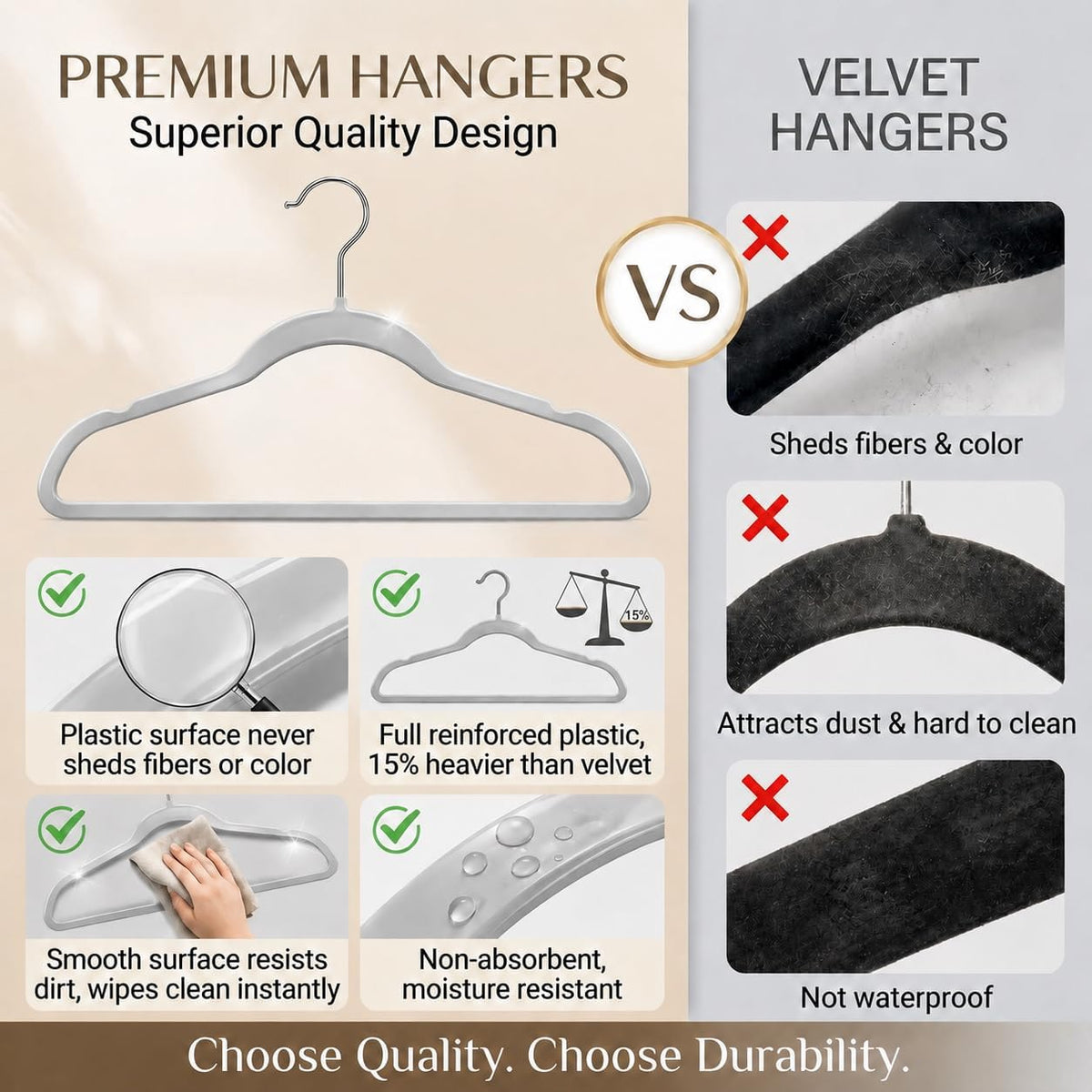 SMARTOR Plastic Hangers 20 Pack - Thin Hangers for Space Saving - Gray