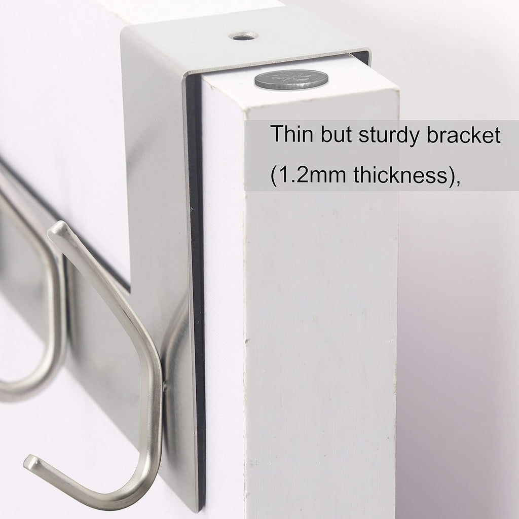 WEBI Over The Door Hooks Door Hanger:Over The Door Towel Rack with 6 Hooks for Hanging,Door Coat Hanger Towel Hanger Over Door Coat Rack for Towels,Clothes,Silver,2 Packs