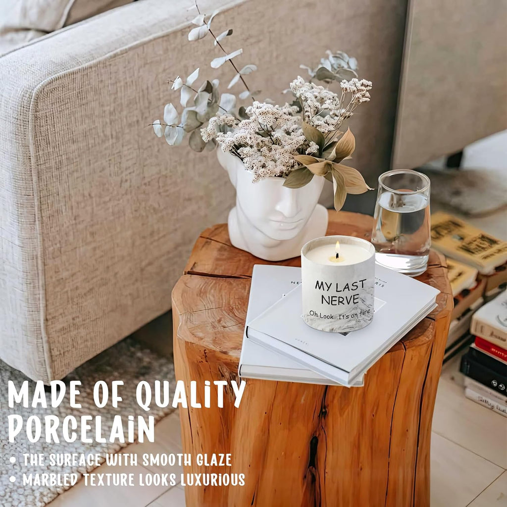 Funny Candle Gifts for Women My Last Nerve Oh Look It's On Fire Candle - Gag Gifts Sarcastic Funny Saying Ceramic Lavender Scented 6 Oz