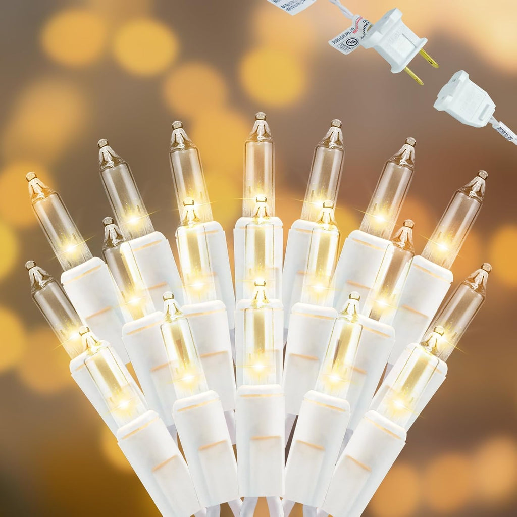 White Christmas Lights Indoor 100 Mini Incandescent String Lights