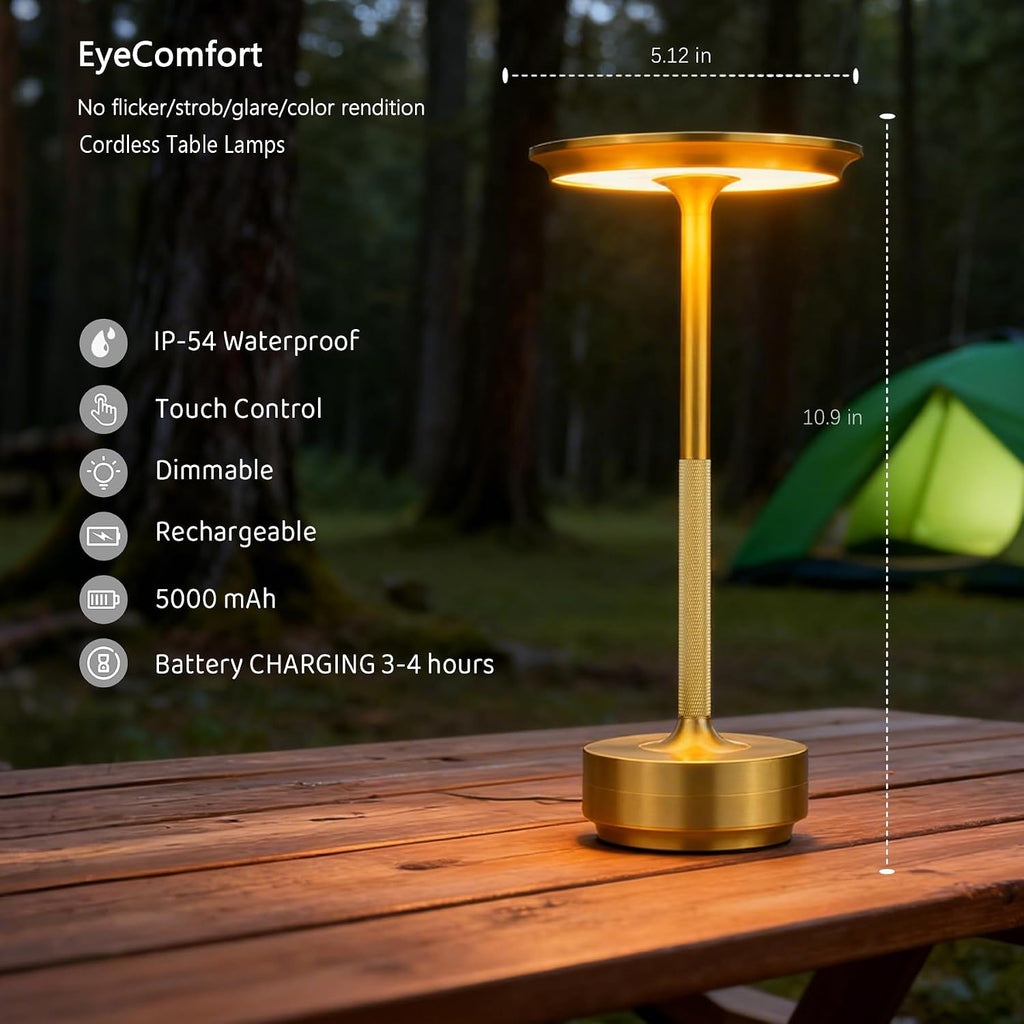 UdoUto 2-Pack Cordless Table Lamps Rechargeable, Gold