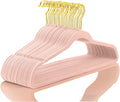 MIZGI Premium Velvet Hangers (Pack of 50) Heavyduty - Non Slip - Velvet Suit Hangers Blush Pink - Gold Hooks,Space Saving Clothes Hangers Felt Organizer