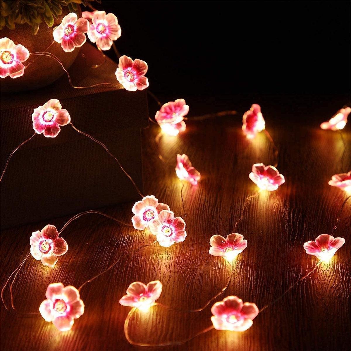Mudder 2 Pack 13 FT 40 LEDs Cherry Blossom Flower String Lights