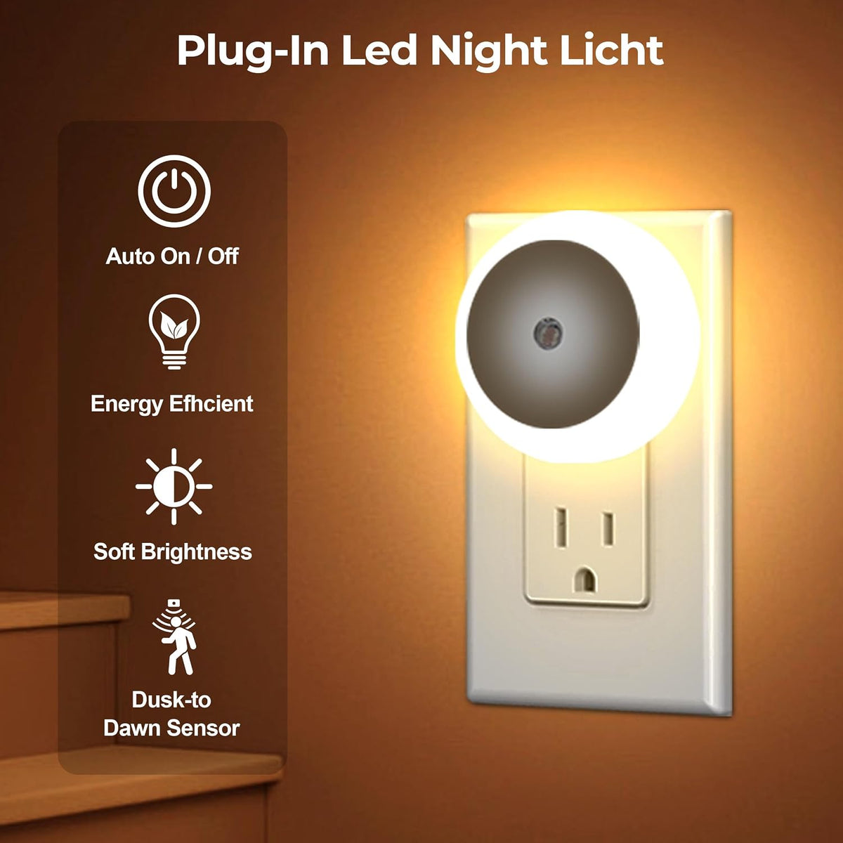 Night Lights Plug into Wall 4Pack, Plug in Nightlight Dusk to Dawn