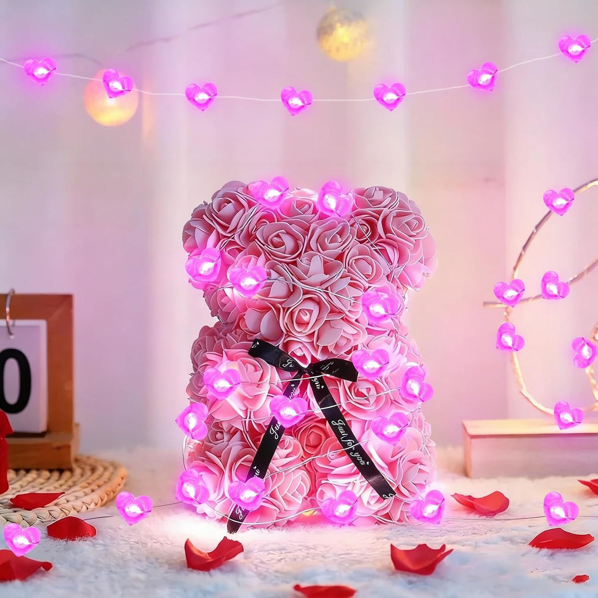 Pink Heart Fairy Lights Battery Operated 10FT 30LED Valentines String Light