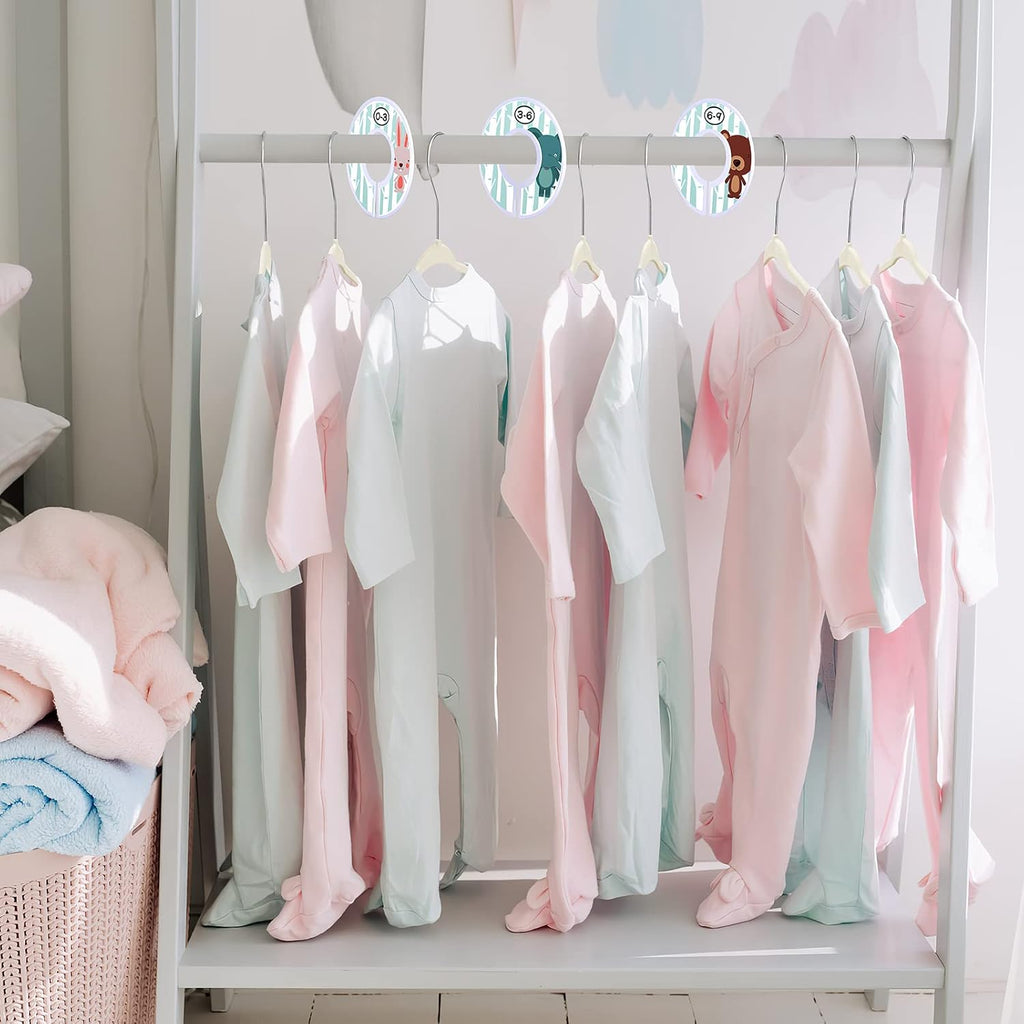 VIS'V Velvet Baby Hangers with 6 Pcs Size Dividers, 11 Inch, Beige, 50 Pcs