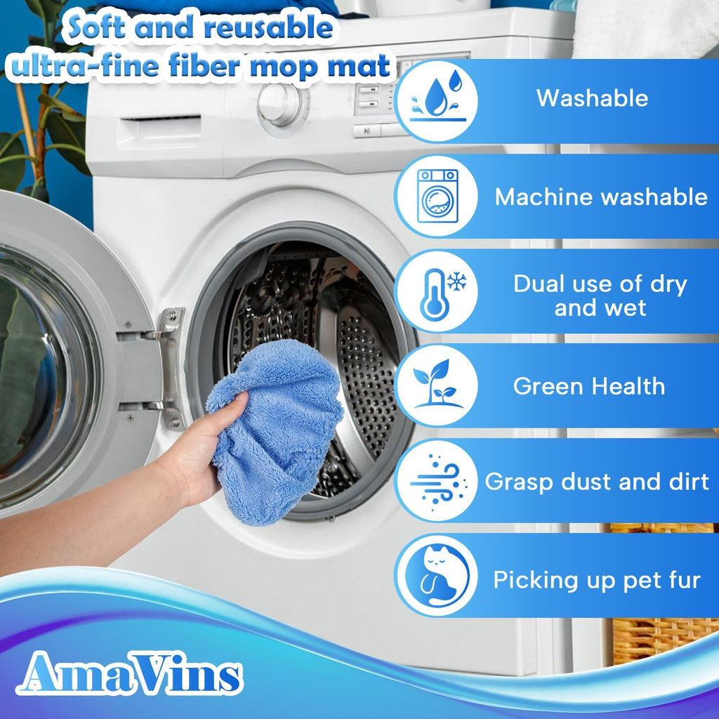 AmaVins 8 Pack Reusable Microfiber Mop Pads Compatible with Swiffer Sweeper Mop, Dry Sweeping Cloths & Wet Mopping Cloths, Washable Mop Pads for Surface/Hardwood Floor Cleaning (Mop is Not Included)