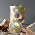 Eywamage 7" Tall Battery Operated Table Lamp, Floral Glass Lamp with Remote Timer, Cordless Accent Lamp Lights for Bedroom Living Room Kitchen