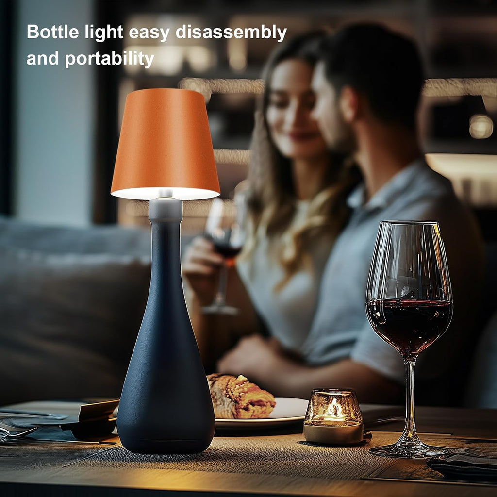 Wireless Bottle Lamp, 2025 New 3 Color Rechargeable Wine Bottle Lights for Bars Restaurants (Dark Green, 1PC)