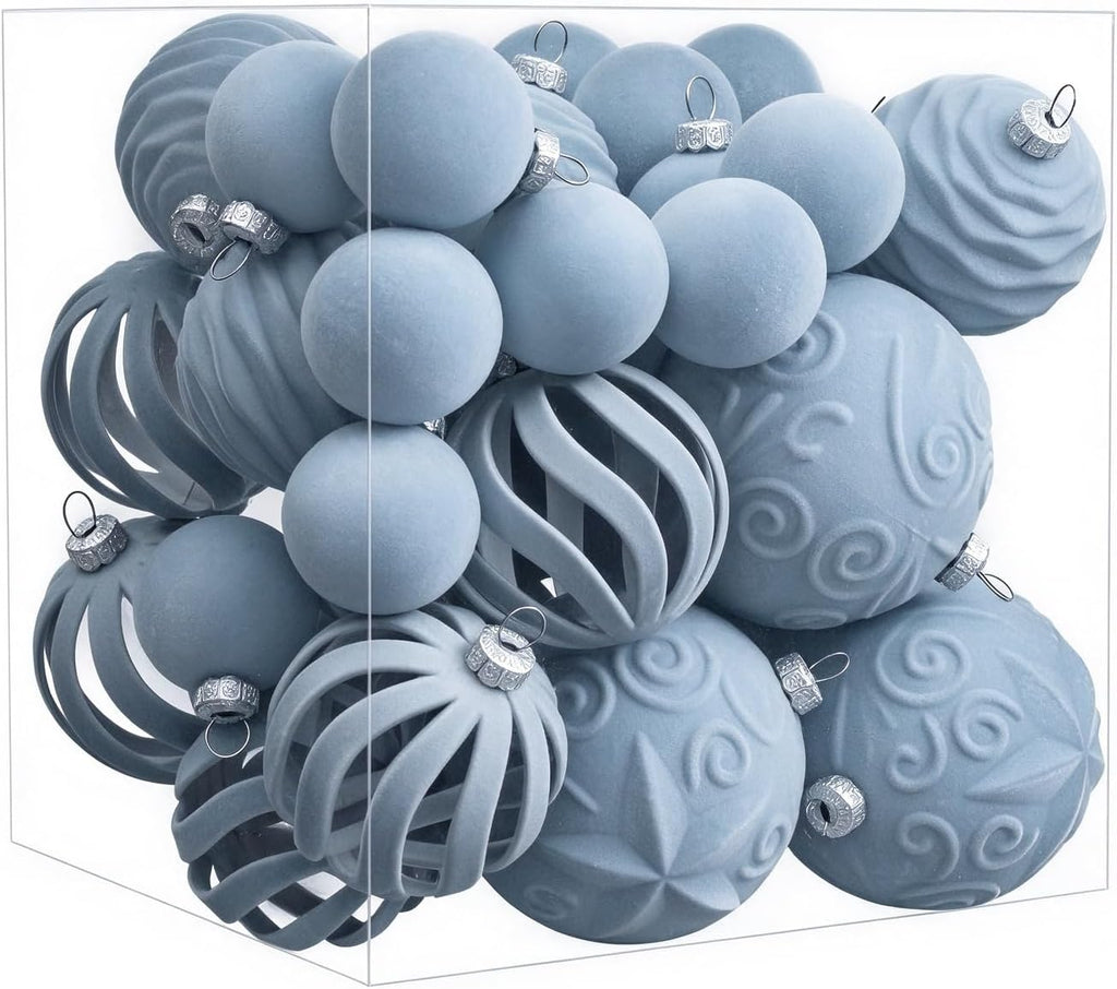 36Pcs Velvet Shatterproof Christmas ball Ornaments Set (Blue)