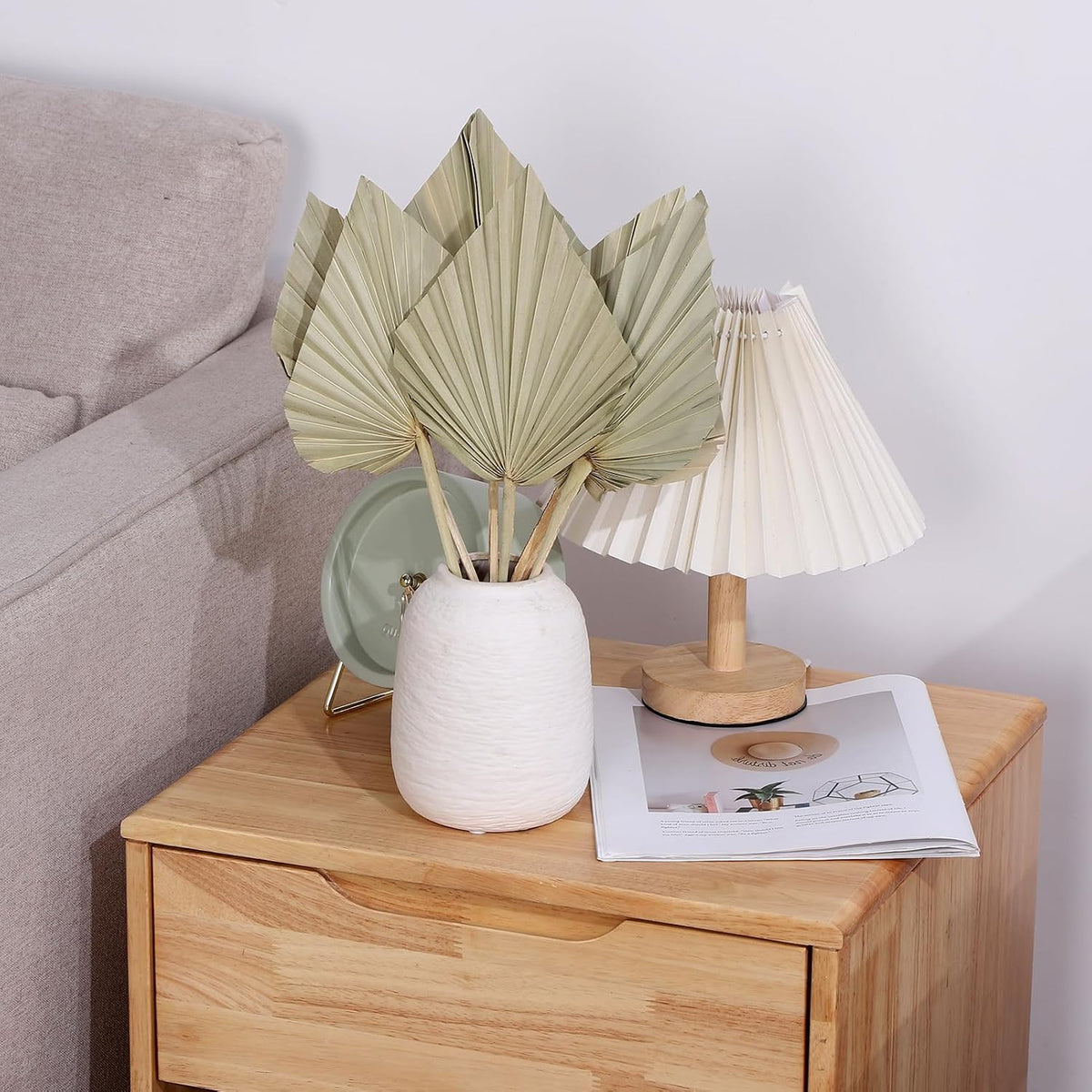 6 Pcs Small Boho Dried Palm Fans Dried Palm Spears Leaveswith Stem