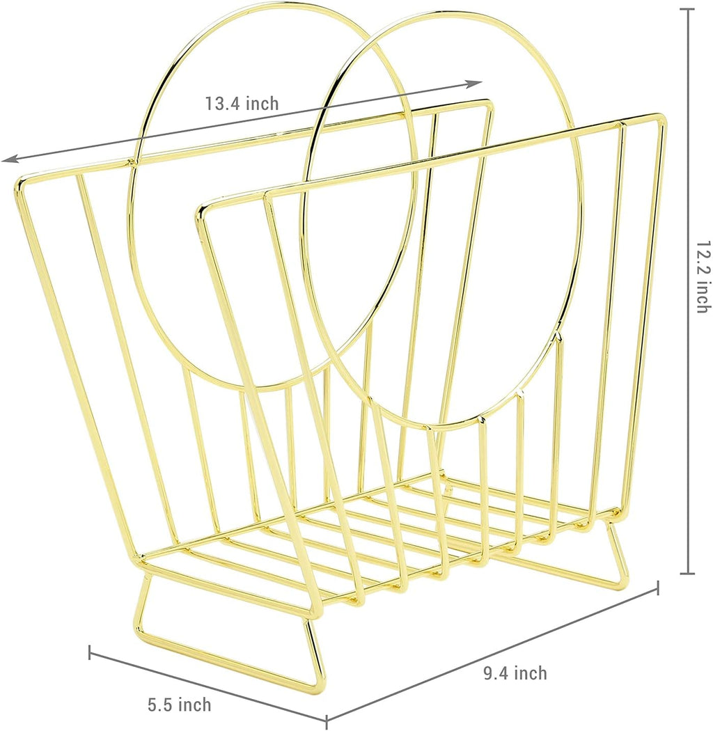 MyGift Brass Metal Magazine Holder, Mid-Century Document File Rack