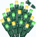LAMPHOME Green Yellow String Lights, 25FT 50LED Commercial Extendable Mini Christmas Lights Plug in for St. Patrick's Day Christmas Tree Xmas Garland Wedding, Indoor Outdoor Patio Garden Home Decor