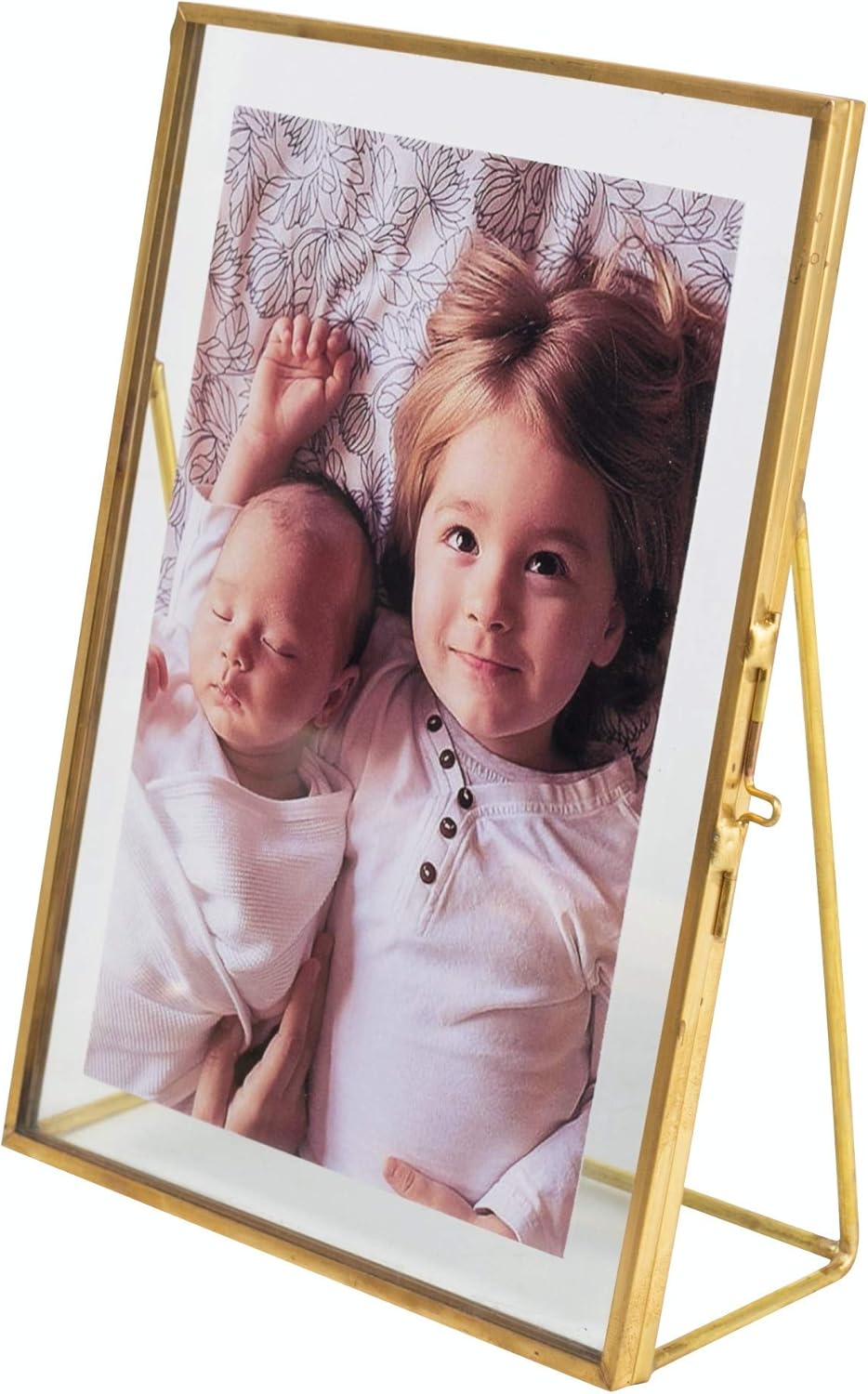 5x7 Gold Photo Frame Vintage Style Antique Gold Standing Picture Frames with Pressed Glass, Brass (5 x 7)