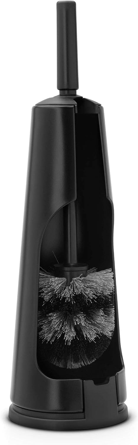 Brabantia ReNewToilet Brush & Holder Set (Matt Black) Free-Standing, Non-Slip/Scratch Base, Hygenic Discreet Toilet Bowl Cleaner