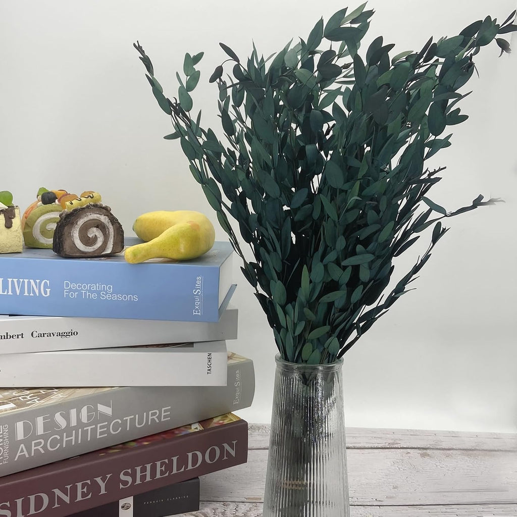 Preserved Dried Eucalyptus Greenery Stems, 20+ Pcs 16 inches Natural Long Lasting Eucalyptus Bundles for Vase Arrangements Home Decoration Photo Props Parties and Weddings, DIY Décor-Blue