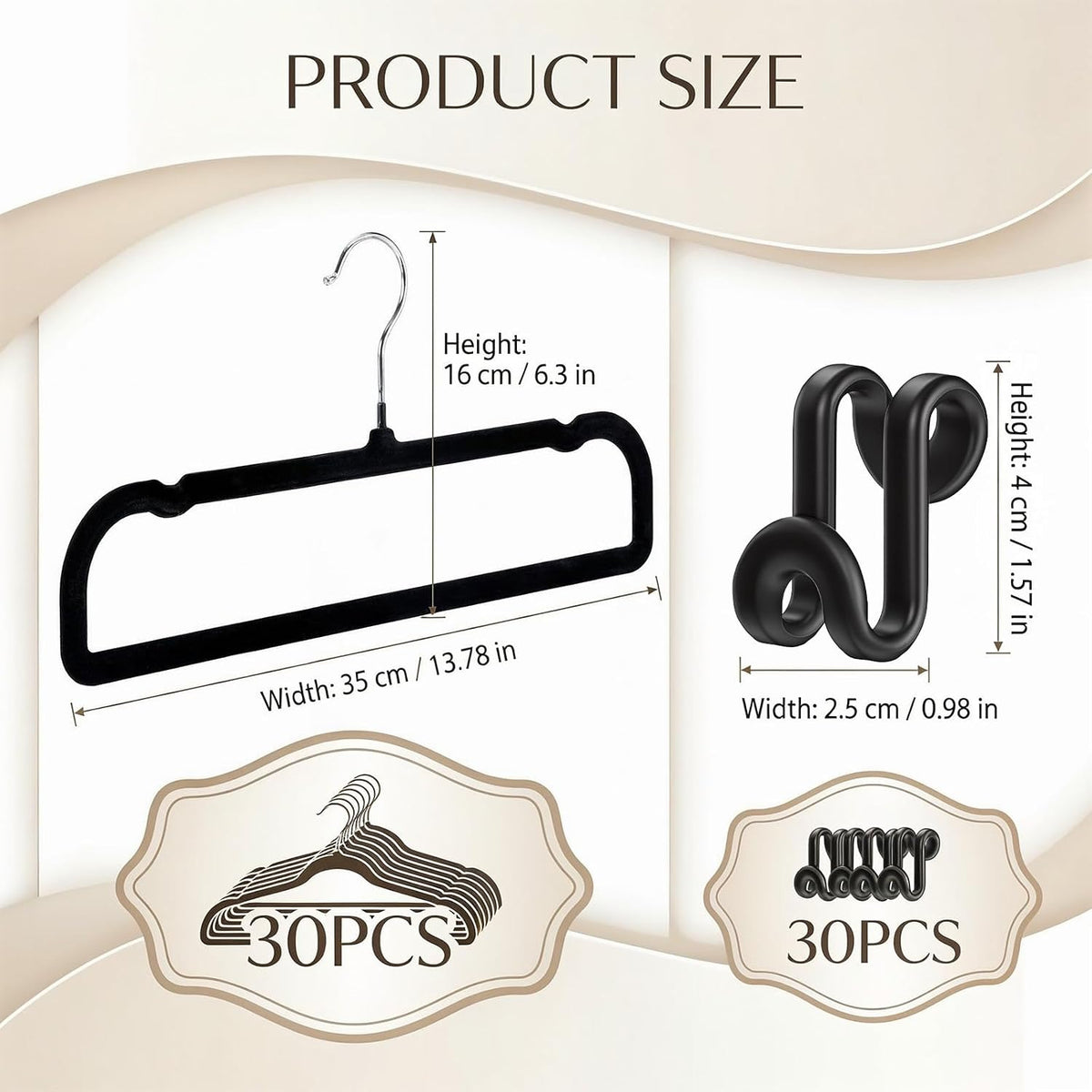 30 Pack Velvet Hangers Non Slip Pants Hangers for Closet