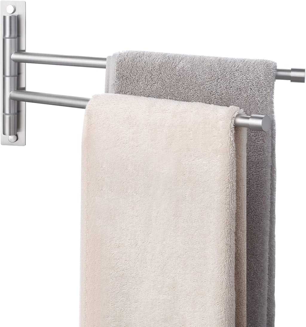 KES Bathroom Towel Bar 13.8 Inch, Swing Out 2-Arm, Wall Mounted