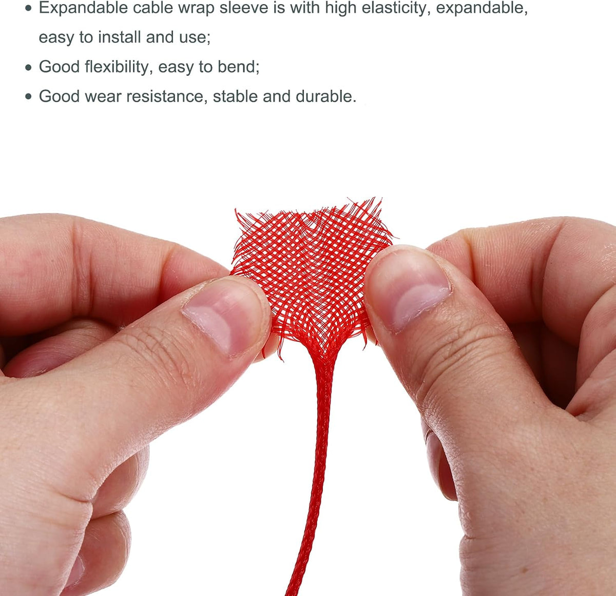 uxcell Expandable Sleeving, 1/4-inch 100ft Cable Sleeve, Red