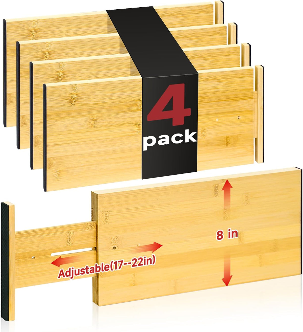 4 Pack Deep Drawer Dividers for Clothes Dresser 8" Hight