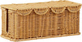 Cable Management Box Handwoven Faux Rattan Cord Basket with Lid (Scallop)