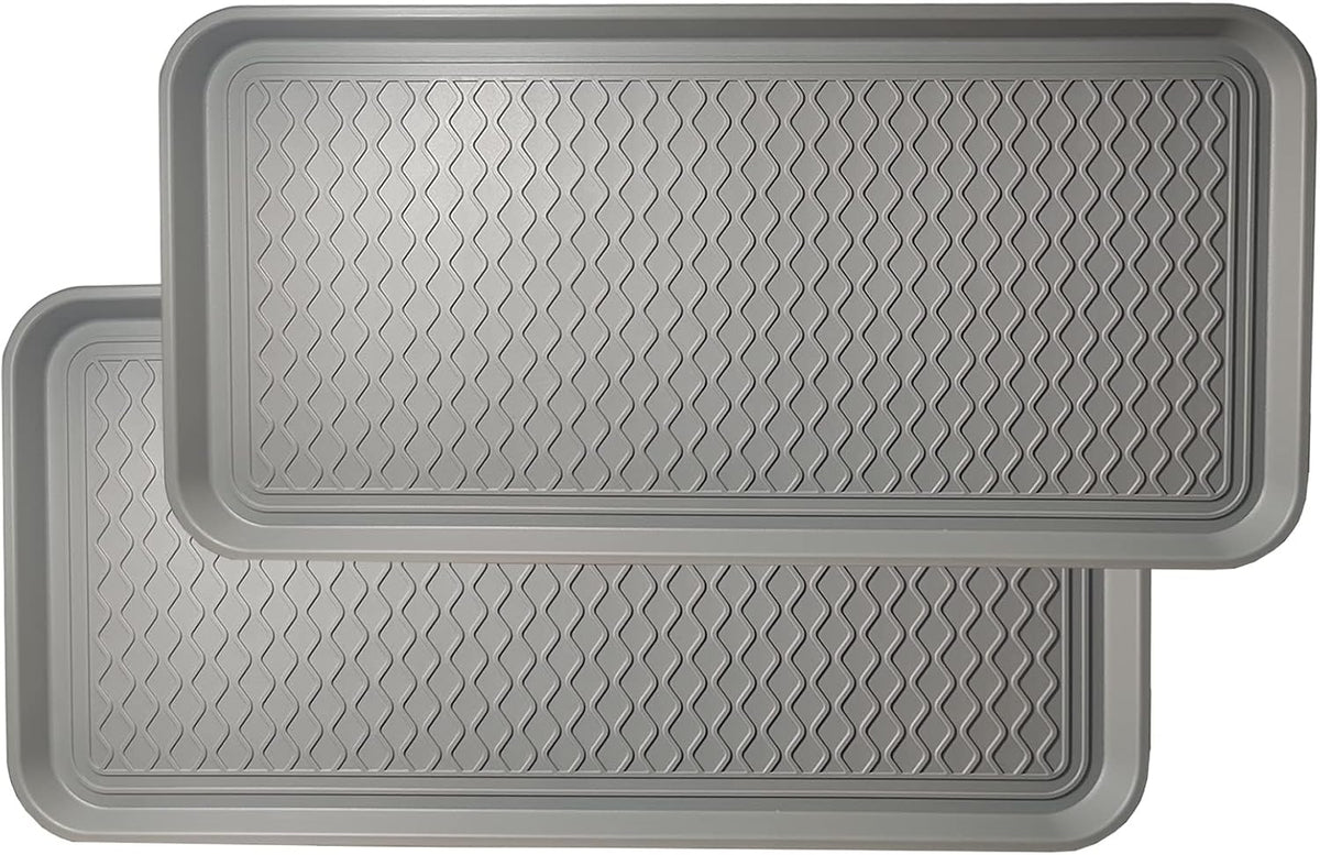 Large Multifunctional Boot Tray 2 Pack Boot Mat Washable Indoor or Outdoor Tray Mat Doormats for Shoes Boots Plants Pots Paint Tins Pet Bowls Car Storage, 30 x 15 x 1.2 Inches
