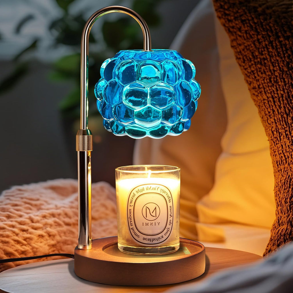 Candle Warmer Lamp with Timer Adjustable - Height Candle Warmer, Dimmer, Vintage Glass Wax Melting Lamps for Home Decor, for Candles in Jars with 2 Bulbs