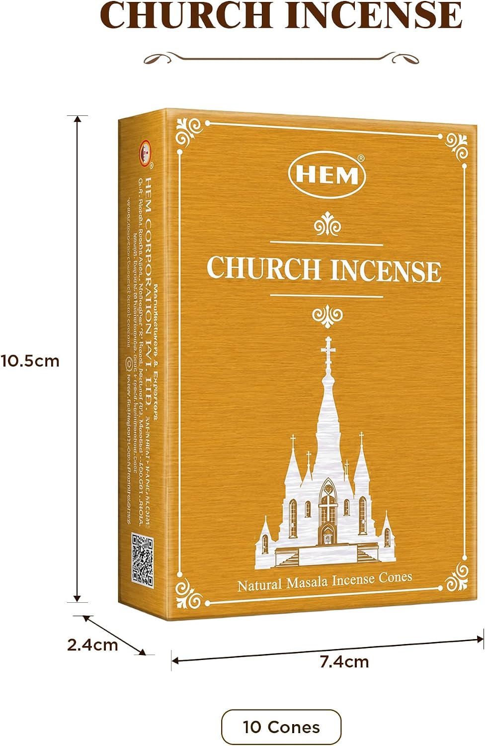HEM Premium Masala Incense Cones (Church Incense) – Pack of 120 Cones | 10 Cones per Pack, | Long Lasting Divine Aroma for Prayer, Meditation & Spiritual Use
