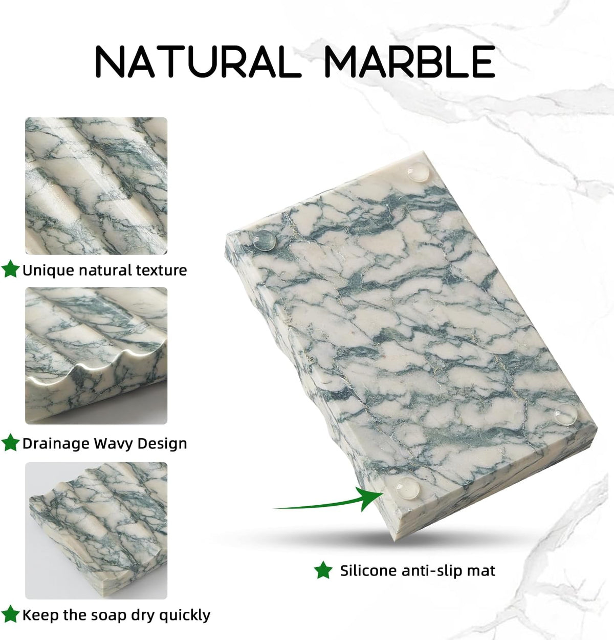 Real Luxurious Natural Marble Soap Dish for Shower,soap Dish for Bathroom