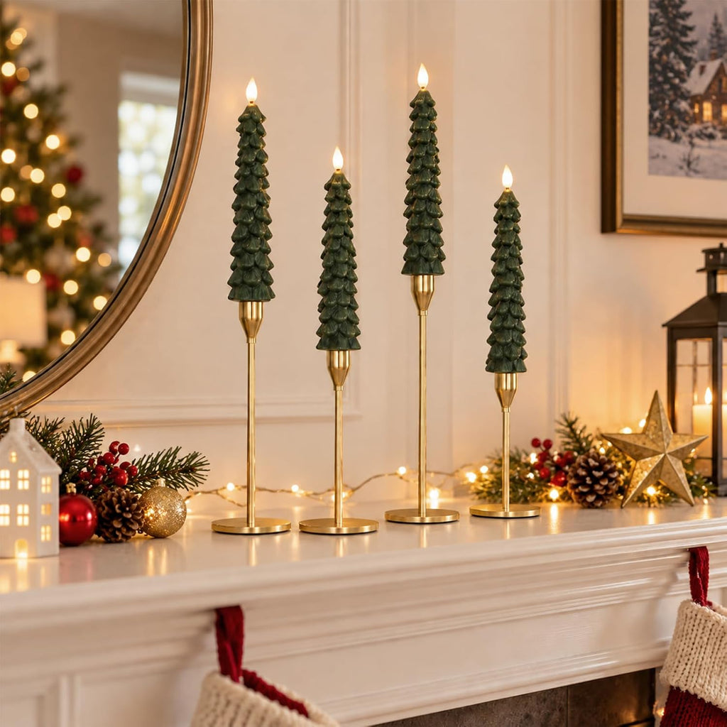 Christmas Decorations for Home, Christmas Tree Flameless Taper Candles