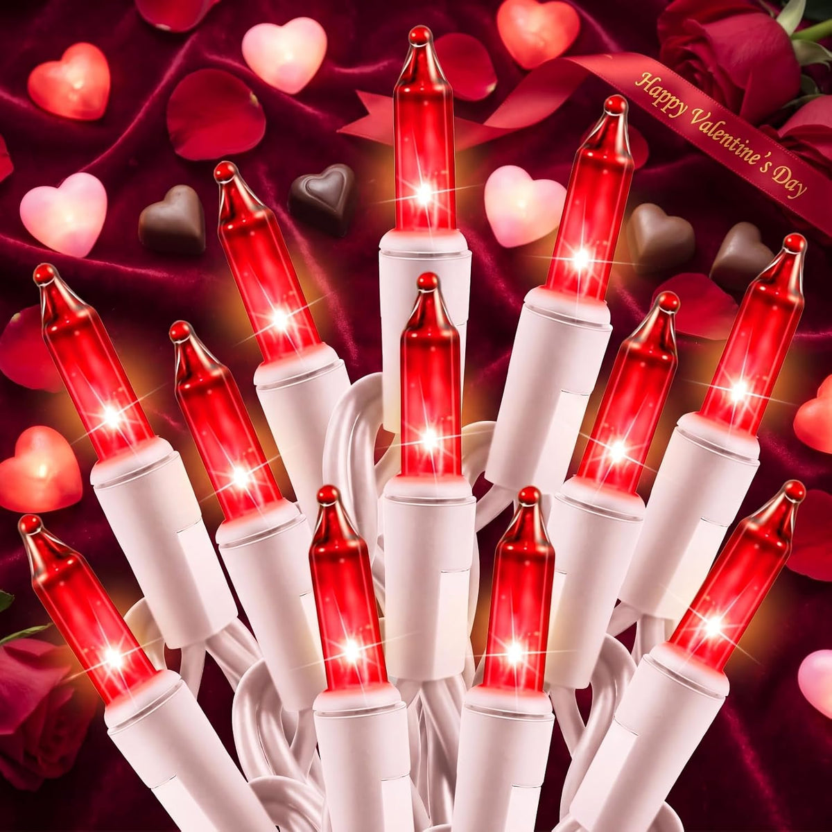Minetom Red Christmas Lights 100 Count 20 Feet Incandescent Bulb