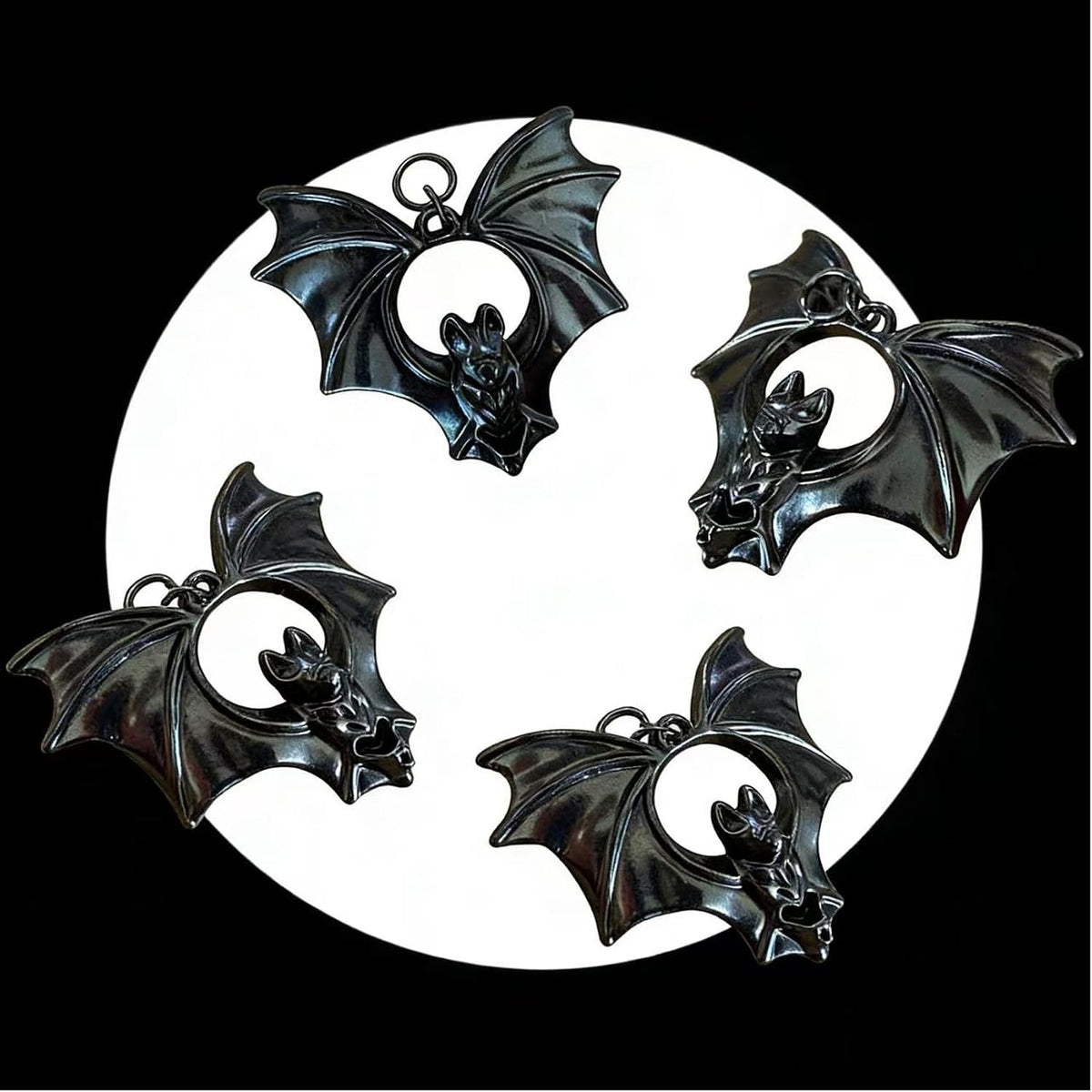 Set of 12 Bats Shower Curtain Hooks Rings Halloween Party Supplies Haunted House Decoration Stainless Steel Rustproof (Black-Bat_Style2)