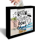 8" x 8" Black Travel Shadow Box Frame - Been There Done That - Travel Wooden Display Memory Saver with Slot for Tickets, Keepsake - Gifts & Decorations for Family & Friends - A10