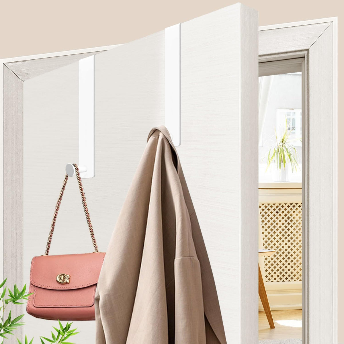 Over The Door Hooks, Fit 1-3/8" Doors, 2 Pack
