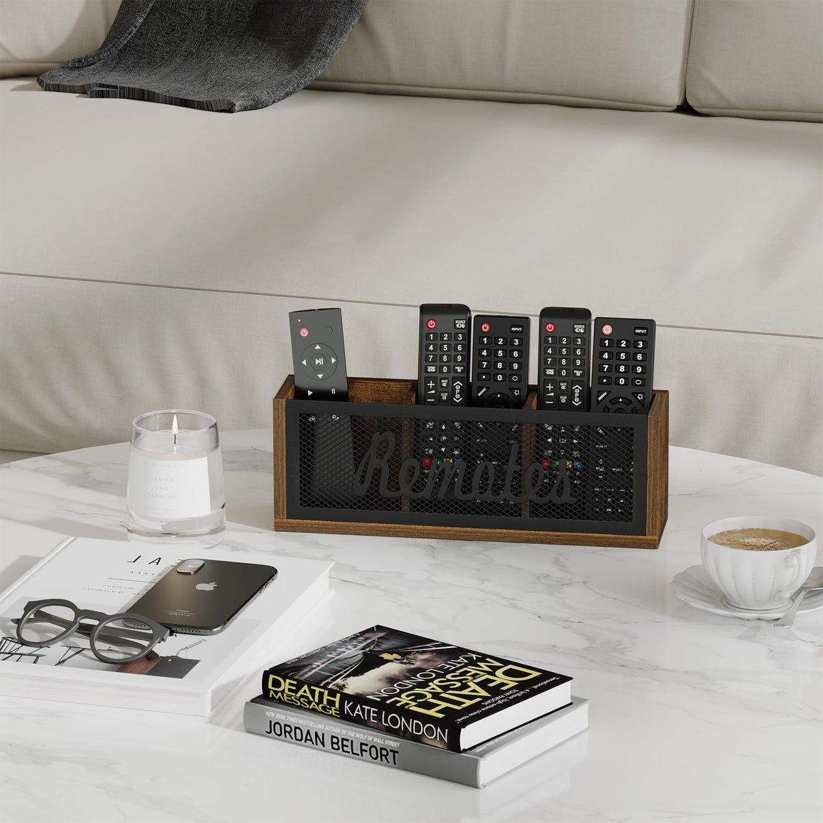 YINMIT Remote Control Holder,3-Slot TV Remote Caddy,Wall Mount and Tabletop