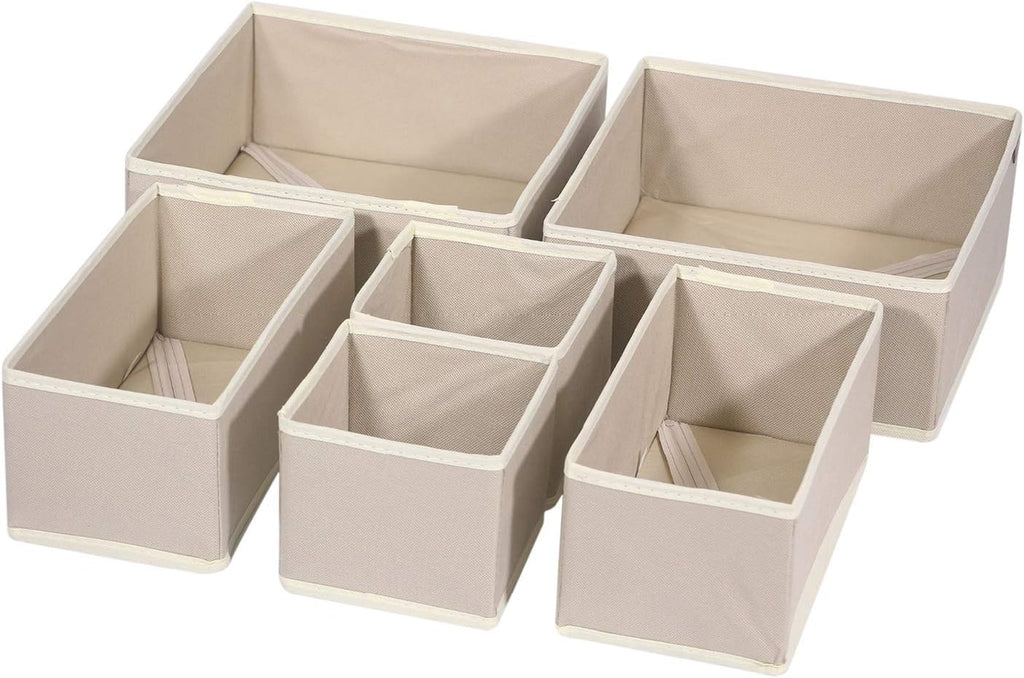 DIOMMELL 6 Pack Foldable Cloth Storage Box Closet Dresser Drawer Organizer Fabric Baskets Bins Containers Divider with Drawers for Clothes, Underwear, Bras, Socks, Lingerie, Clothing