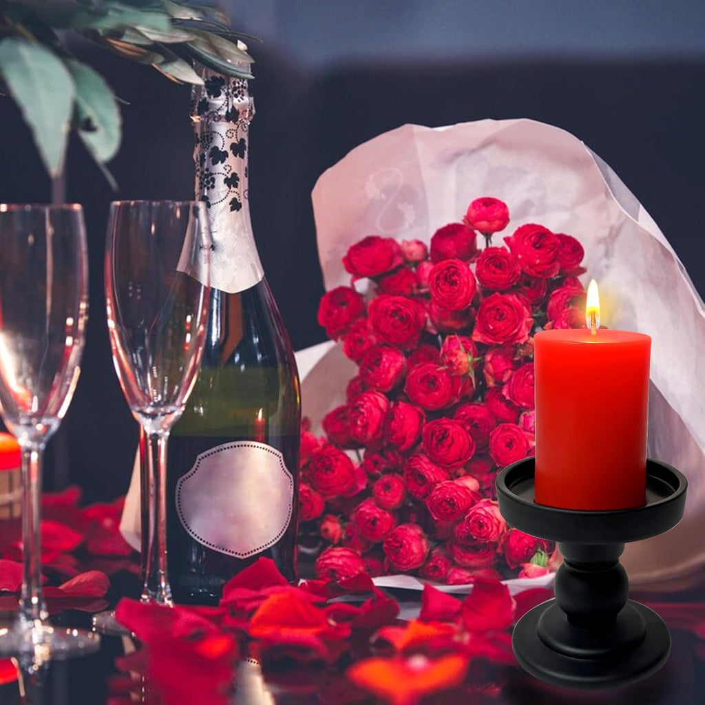 6 Pack 2x3 inch Pillar Candles, Red Unscented Votive Candle for Celebration Home Decoration, Dripless and Long Burning Time