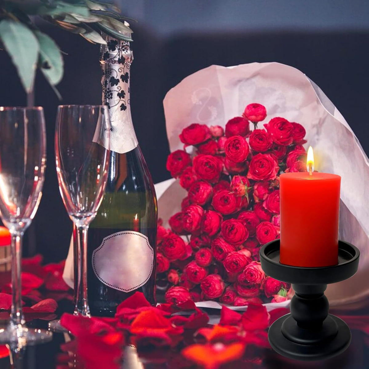 6 Pack 2x3 inch Pillar Candles, Red Unscented Votive Candle for Celebration Home Decoration, Dripless and Long Burning Time