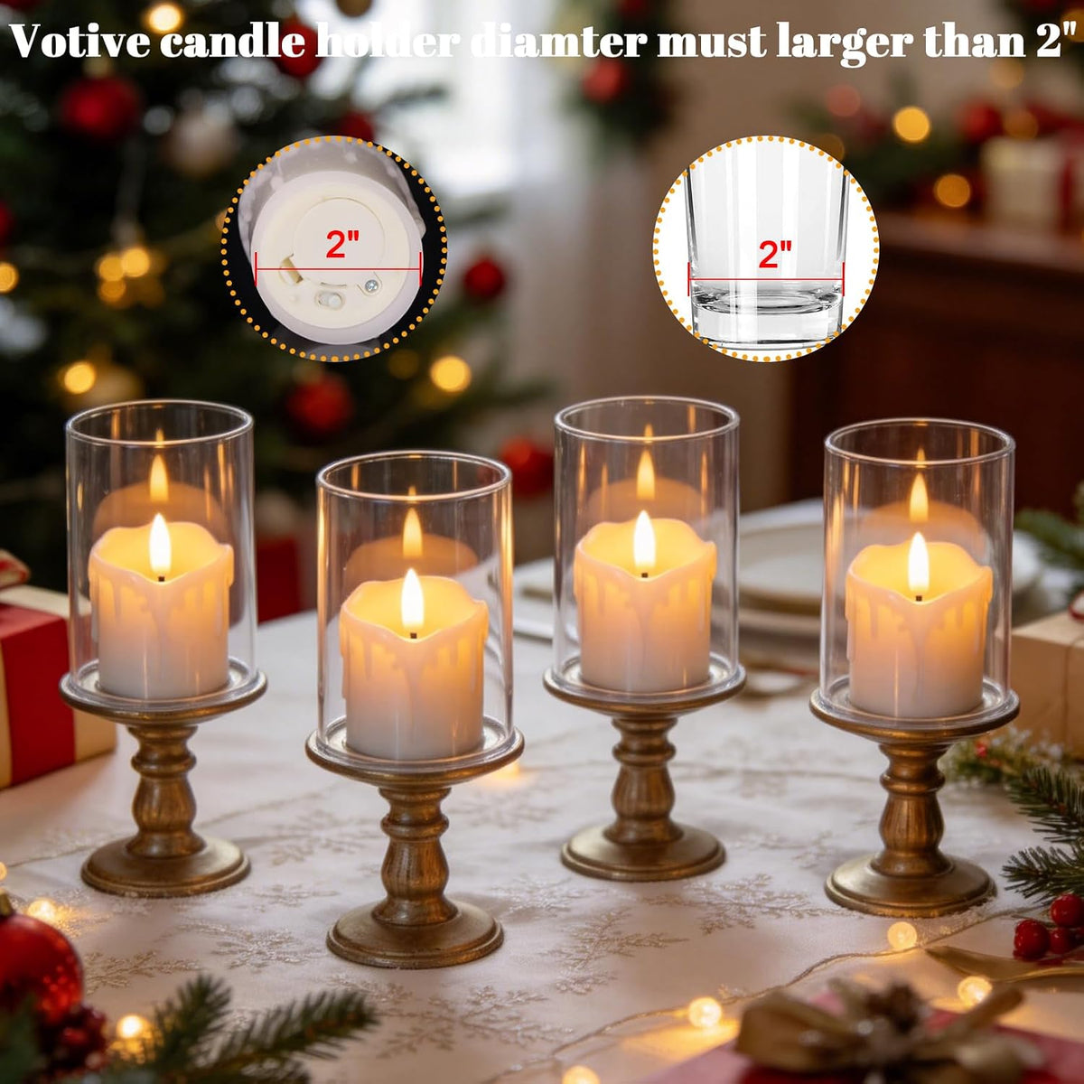 White Flameless Votive Candles Battery Operated with Remote Timer